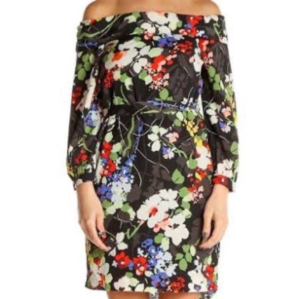 Banana Republic Black Floral Off Shoulder Dress Size XS